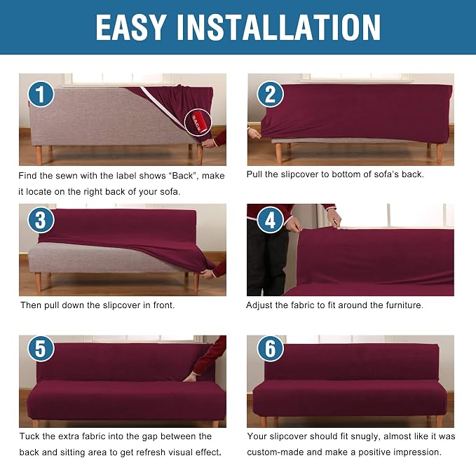 H.VERSAILTEX Real Velvet Futon Cover Armless Sofa Covers Sofa Bed Covers - Image 6