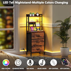 Furnulem Night Stand Set 2, LED Nightstand - Image 4