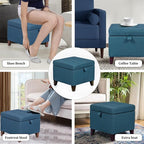 Adeco Square Fabric Storage Ottoman - Image 6