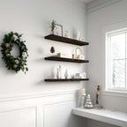 YYWUOJJ Wood Floating Shelves for Wall Decor, Rustic Wall Shelves for Bedroom - Image 2