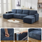 143.8" Modular Sectional Sofa Modern Chenille U Shaped Couch - Image 4