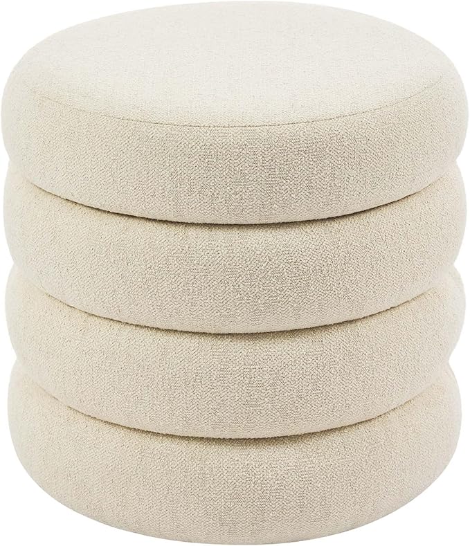 Flouki 19.5" Storage Ottoman Round, Vanity Stools by Flouki