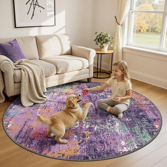 RELEANY Washable Area Rugs 6ft Non-Slip Modern Abstract Soft - Image 2