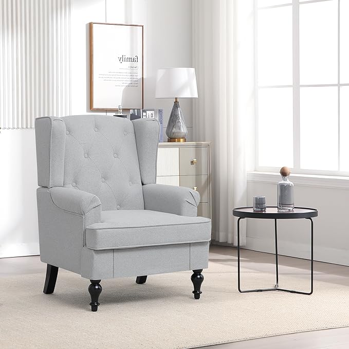 Accent Chair for Living Room, Mid Century Modern Upholstered Armchair, Wingback - Image 3