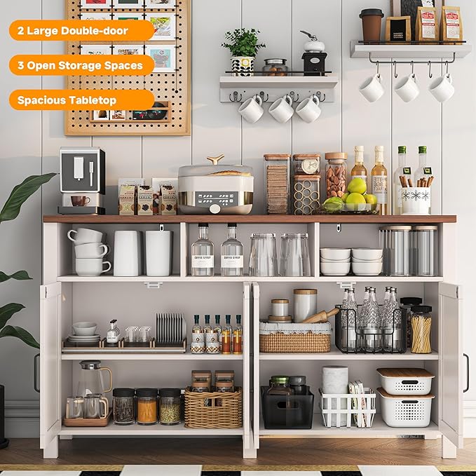 knoworld Buffet Sideboard with Storage Farmhouse with 4 Doors, Dining Room - Image 4