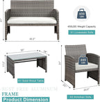 SUNLEI Patio Furniture Set 4 Piece Outdoor Furniture Set, PE Rattan Wicker - Image 2