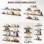 Floating Picture Ledge Shelves Set of 8, 16 Inch Solid Wood Wall Shelves - Image 6