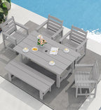 SERWALL Patio Dining Table and Bench Set by SERWALL