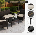 4-Piece Patio Furniture Set, Outdoor Wicker Conversation Set - Image 3