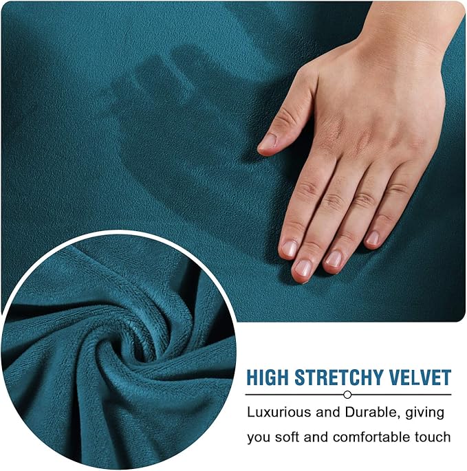 H.VERSAILTEX Real Velvet Plush 3 Piece Stretch Sofa Covers Couch Covers - Image 5