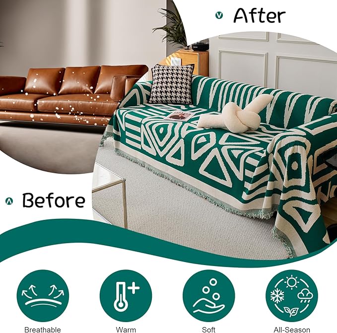 VClife Bohemian Sofa Cover for Dog, Anti-Slip Cooling Cotton Chenille Couch - Image 4