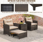 Tangkula 5 Pieces Patio Conversation Set, PE Wicker Rattan Outdoor Furniture Set - Image 7