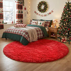 Amdrebio Red Round Rug 5Ft for Boys Bedroom, Fluffy Fuzzy Circle Area Rugs for - Image 9