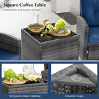 Tangkula 5 Pieces Patio Conversation Set, PE Wicker Rattan Outdoor Furniture Set - Image 6