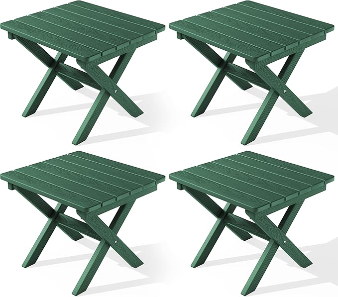 SERWALL Folding Outdoor Side Table Set of 4, Small Adirondack Side Table by SERWALL