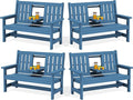 SERWALL Outdoor Bench with Cup Holder, Oversized 58" HDPE Porch Bench Suitable by SERWALL