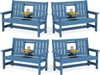SERWALL Outdoor Bench with Cup Holder, Oversized 58" HDPE Porch Bench Suitable by SERWALL