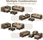 LOUVIXA 7 Piece Outdoor Patio Furniture Set, Rattan Chairs Glass Table Wicker - Image 4