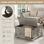 Furnideco Farmhouse Lift Top Coffee Table, Square Wood Center Table - Image 8