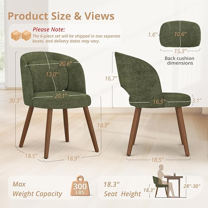 LUE BONA Dining Chairs Set of 6, Modern Upholstered Kitchen Chairs - Image 2