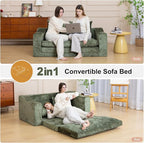61" Convertible Sofa Bed Loveseat, Memory Foam Boneless Floor Couch - Image 4