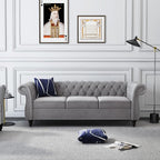 2 Piece Living Room Set, Velvet Chesterfield Sofa Couch Chair - Image 3
