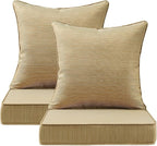 Outdoor Deep Seat & Back Cushion Set, 24 x 24 Inch Water Repellent and Fade by Supflourishia