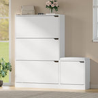 BORNOON Shoe Cabinet with Bench and 3 Flip Drawers, Slim Narrow Shoe Storage - Image 3