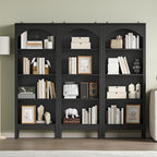 Arched Bookshelf with 4 Tier Open Shelves, Study and Living Room, Modern Black - Image 4