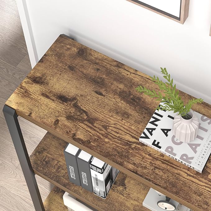EXCEFUR Small Bookshelf, 3 Tier Short Low Book Shelf, Modern Metal and Wood - Image 5