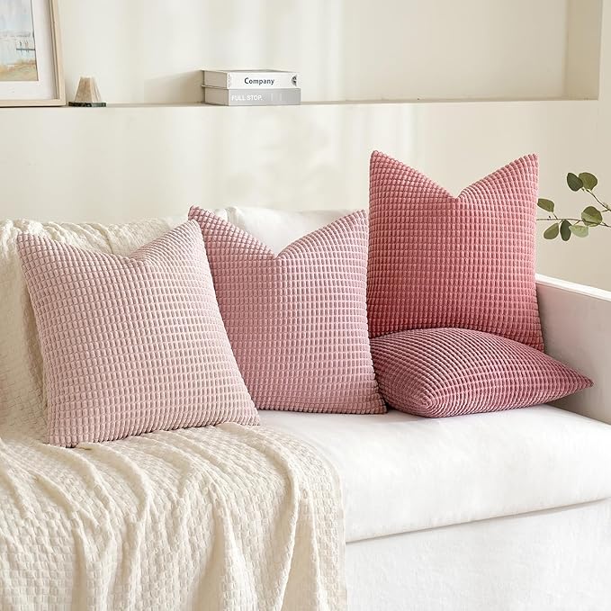 MIULEE Aesthetic Pink Spring Decorative Pillow Covers 18x18 Inch Set of 4 - Image 3