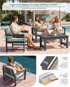 SERWALL 4 Pieces HDPE Outdoor Sofa Set - Image 2