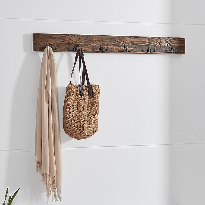 Alaterre Furniture Pomona Entryway Bench and Coat Hook Set – Modern Rustic - Image 5