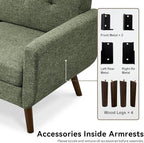 Tbfit 65" W Loveseat Sofa, Mid Century Modern Couches Love Seats - Image 8