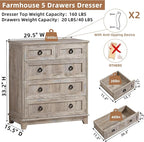 Joaxswe Farmhouse 5 Drawer Dresser - Image 2