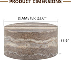Round Coffee Table, 23.6" Modern Grey Faux Marble Drum Coffee Table, Round - Image 2