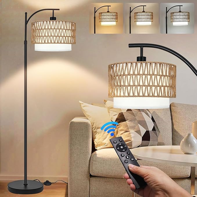 ZECOXOL Arc Floor Lamp for Living Room Boho Floor Lamps by ZECOXOL