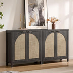 SICOTAS 102"W Rattan Sideboard Buffet Cabinet Set of 3, Modern Credenza Storage - Image 8