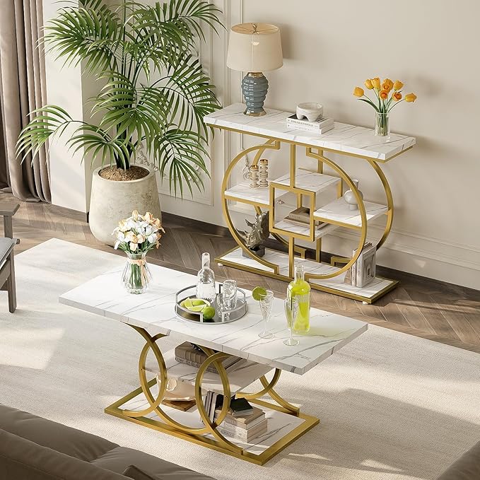 GiftGo Narrow Console Table for Entryway Industrial 4-Tier Sofa Table Behind - Image 5