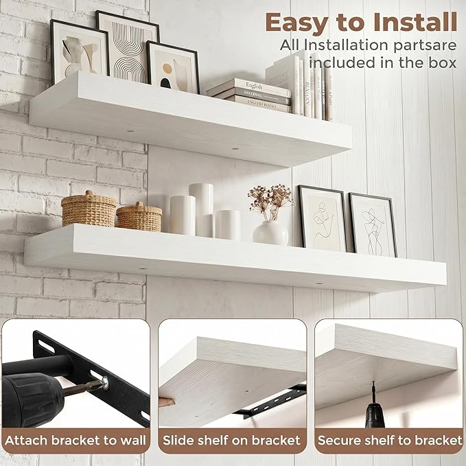 FLYJOE Floating Shelves for Wall, 72 Inch Floating Shelves Set of 2, Kitchen - Image 6