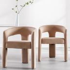 RIVOVA Modern Barrel Dining Chair, Velvet Upholstered Accent Side Chair - Image 3