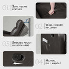 Lexicon Manual Reclining Sofa, Faux Leather Recliner Sofa, Wall Hugger - Image 3