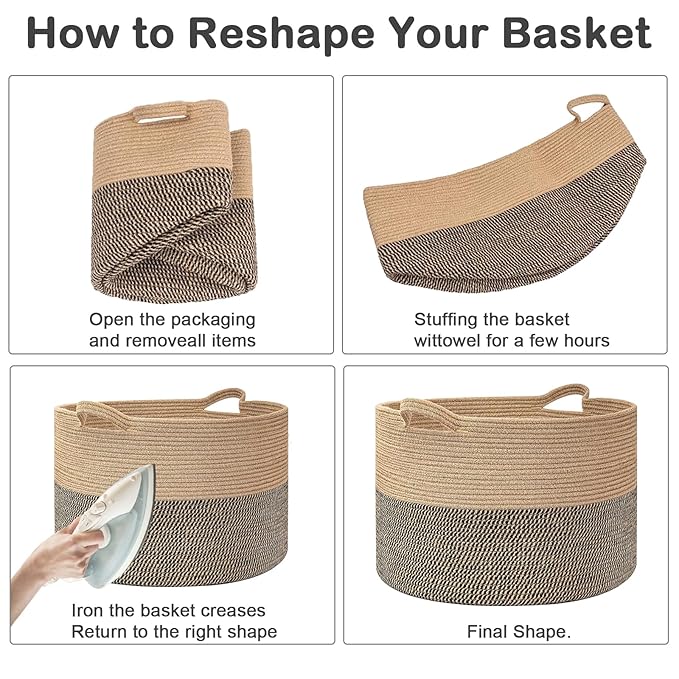 90L Extra Large Blanket Basket, Woven Laundry Basket Hamper - Image 8
