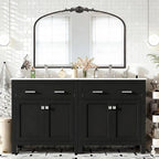 Besdomus Antique Arched Large Mirror: 48"x33" French Oversize Black Arch - Image 3