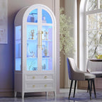 Vlsrka 71 Inch Arched Curio Cabinet, 4-Tier Display Cabinet and 2 Drawers by VlsrkaFurniture