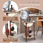 MEDIMALL Wood Globe Bar Liquor Cabinet, 16th Century Italian Replica Bar Stand - Image 5