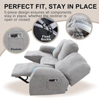 5-Piece Recliner Sofa Covers, Stretch Geometric Strokes Jacquard Recliner Sofa - Image 4