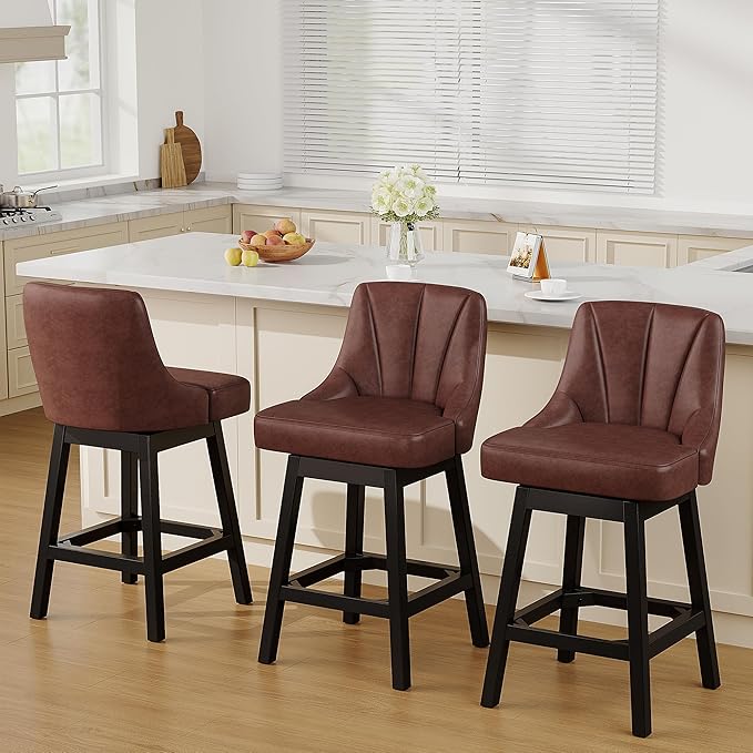 YaFiti Swivel Bar Stools Set of 3, 26 Inch Counter Height Bar Stools - Image 7
