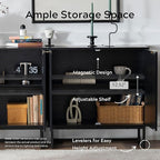 EYYTHUNG Fluted Cabinets with Storage Set of 2, Sideboard Buffet Cabinet with - Image 3