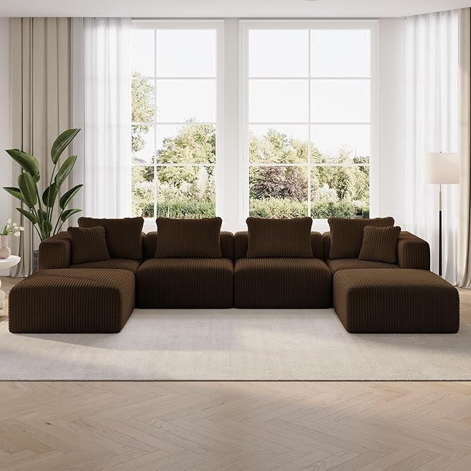 Novilla 141" Modular Sectional Sofa, Modern Cloud Sectional Couch by Novilla